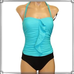 Tropical Honey Vibrant Ruffled One-Piece Bathing Suit Size 8